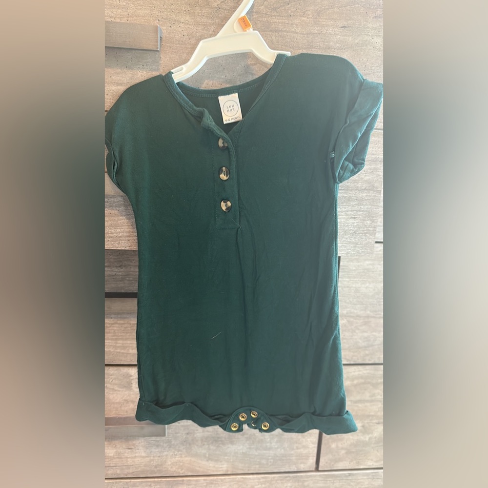 Lou Lou & company - forest green 6-12M romper